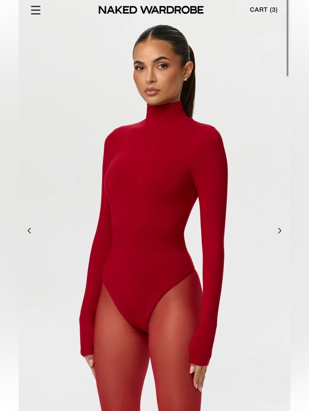 Naked Wardrobe Red Long-Sleeve turtle neck bodysuit